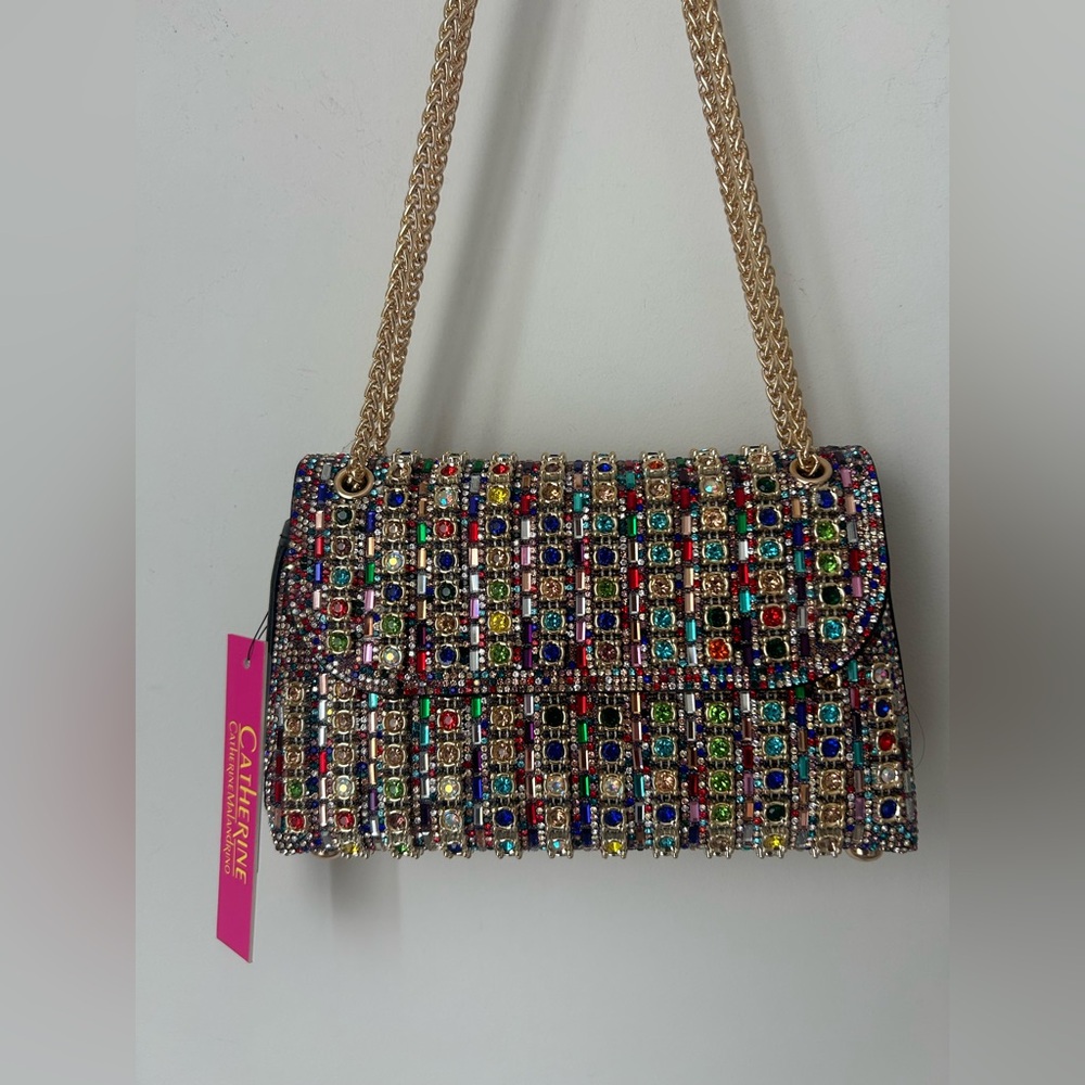 Catherine Malandrino Multicolor Rhinestone Beaded Shoulder Bag - Picture 4 of 7